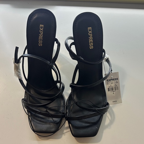Express Elegant Black Strappy Heels - Picture 1 of 2